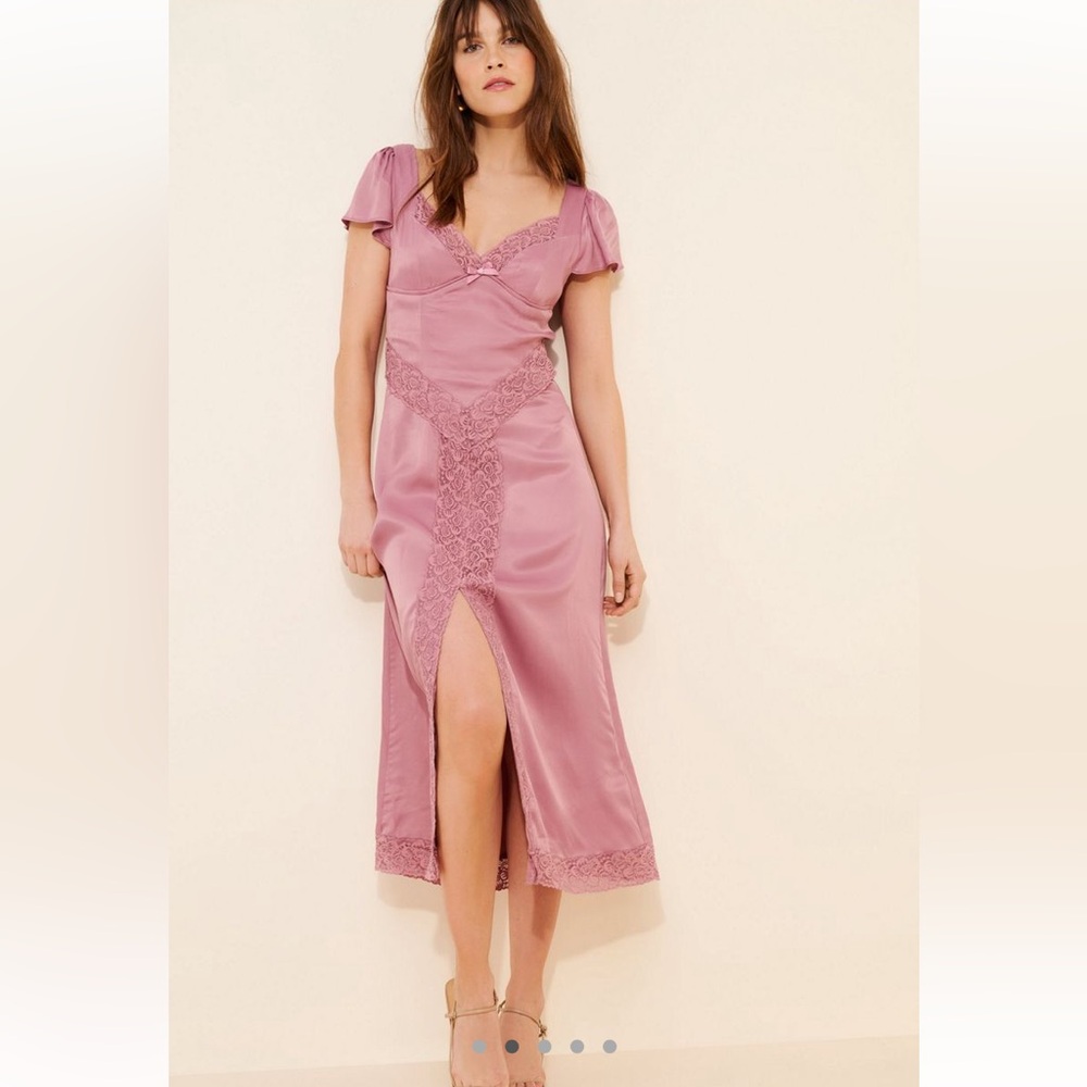 Free People Pink Skies Lace Midi Dress